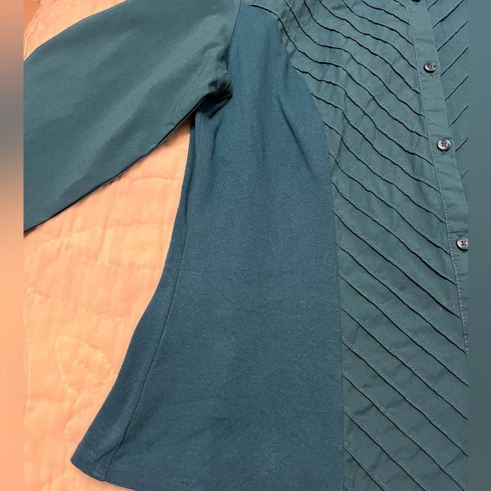 Zac & Rachel Ladies Teal Button-Down Shirt - Picture 4 of 6